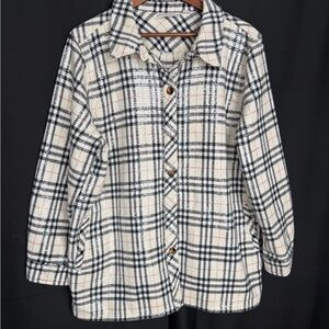 Plaid Women's Jacket - Black and Cream